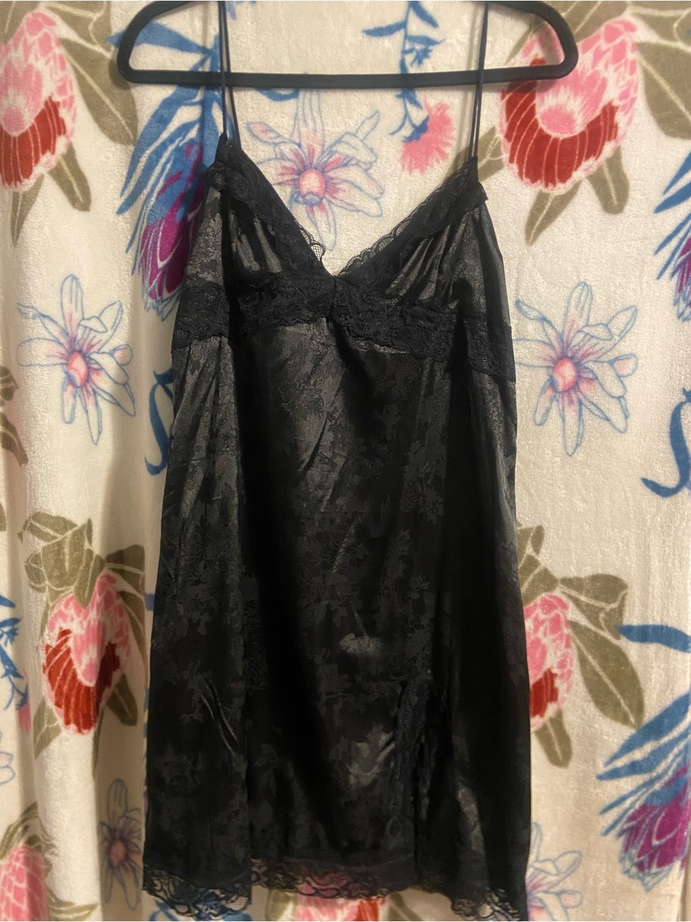 Black Lace Trim Slip Dress - Women Intimates